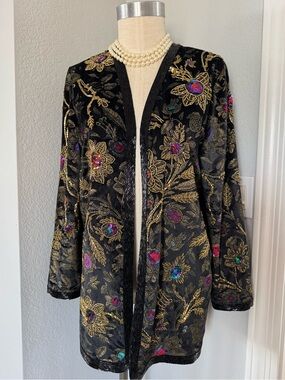 Diane Freis Velvet Sequin Beaded Jacket